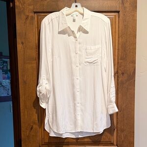 Tribal Jean crisp white rayon button down